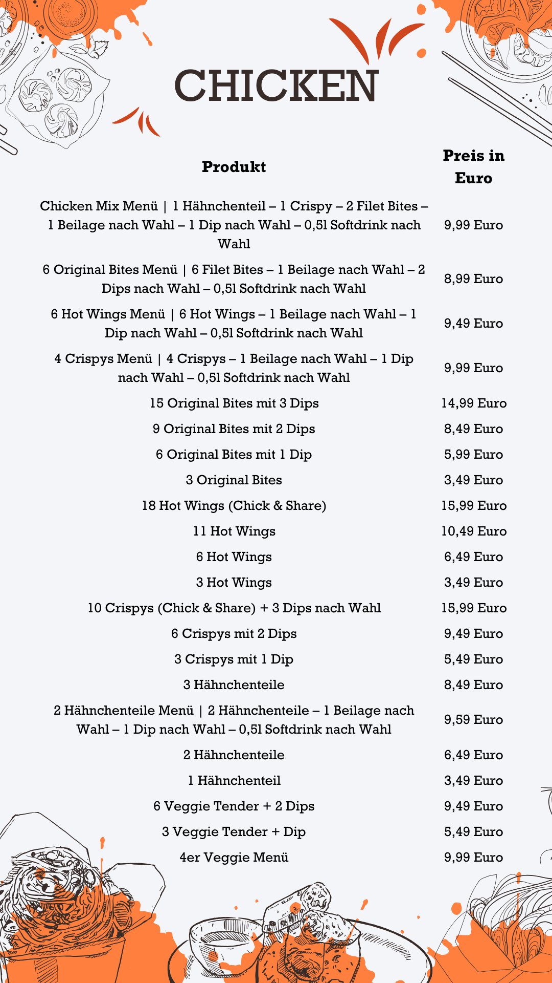 Chicken KFC Preise